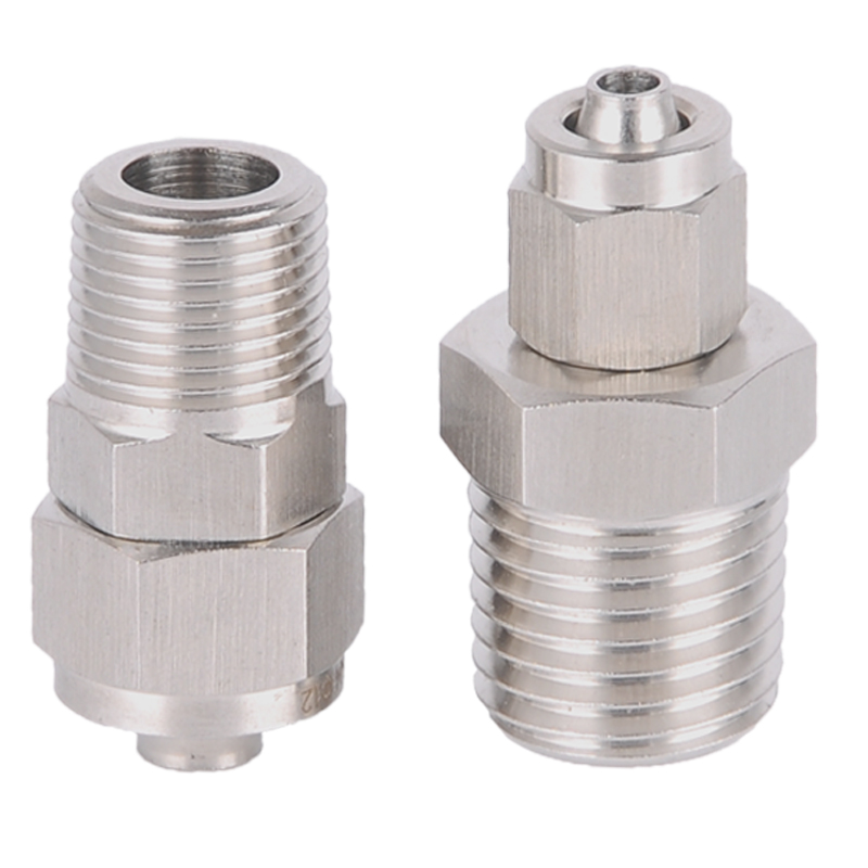 Acero inoxidable 304 junta de tornillo rápido de alta presión a través de la cerradura terminal tipo madre PU tetrafluoro plástico blando tubo de nylon PE rápido