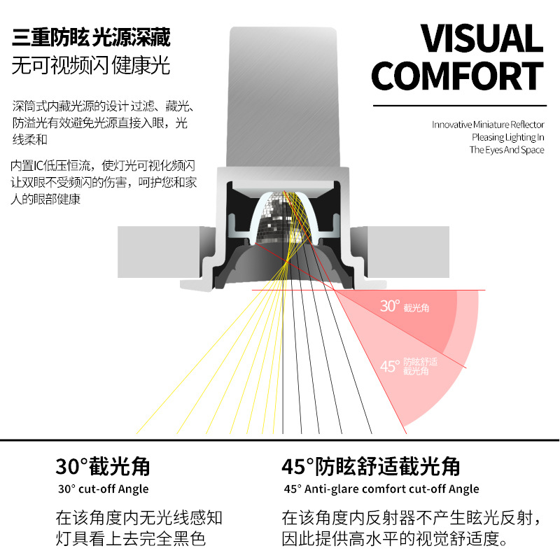 Smart Home Grille Light, Embedded Long Bar Deep Cup Anti-Glare Spotlight, Living Room Full Spectrum Anti-Glare Grille Light