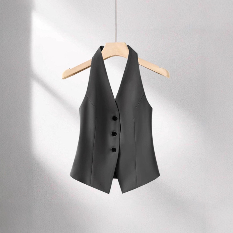 Halter Neck Suit Vest Women's 2025 Spring New Top Design Niche Elegant Sleeveless Waistcoat