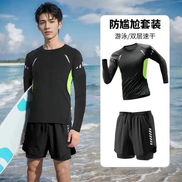 Black long-sleeve, trousers, set