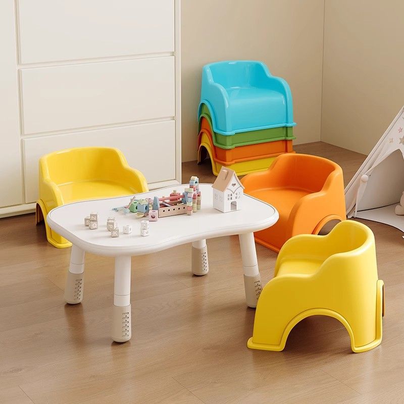 Plastic Small Stool with Backrest for Infants and Young Children, Thickened Baby Sofa Dining Chair, Small Chair