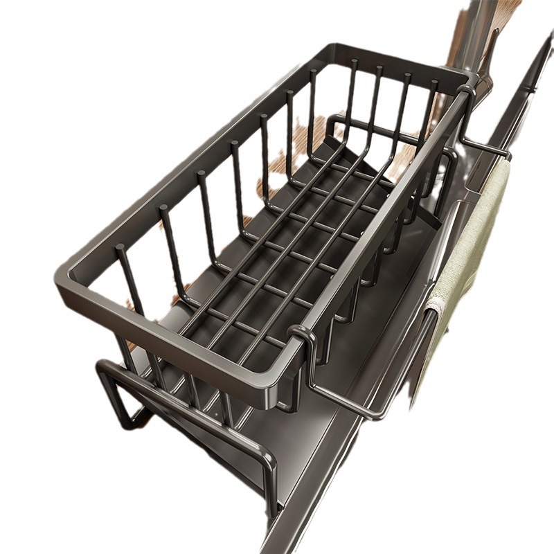 Rack de almacenamiento de cocina fregadero trapo drenaje rack grifo fregadero detergente para lavar platos estante de almacenamiento de bolas de acero artefacto
