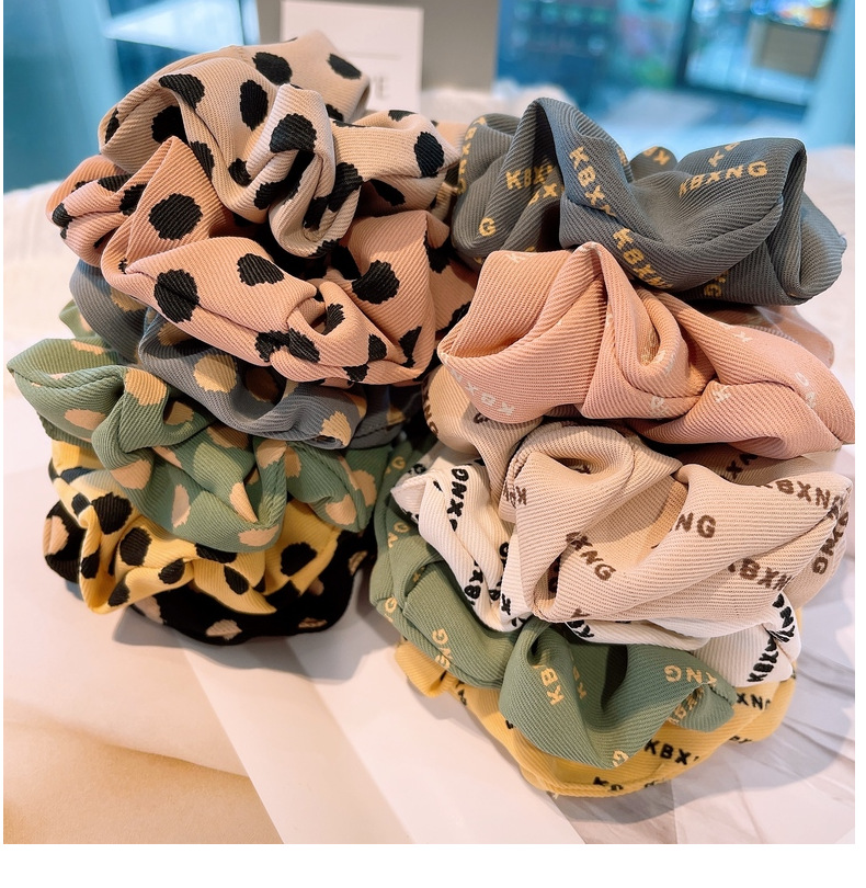 15g Weight Headwear Classification Birthday Occasion Geometric Pattern Women'S Gender Retro Style Khaki, White, Green, Blue, Yellow, Black Color Korean Retro Letter Wave Dot Hair Scrunchies 11