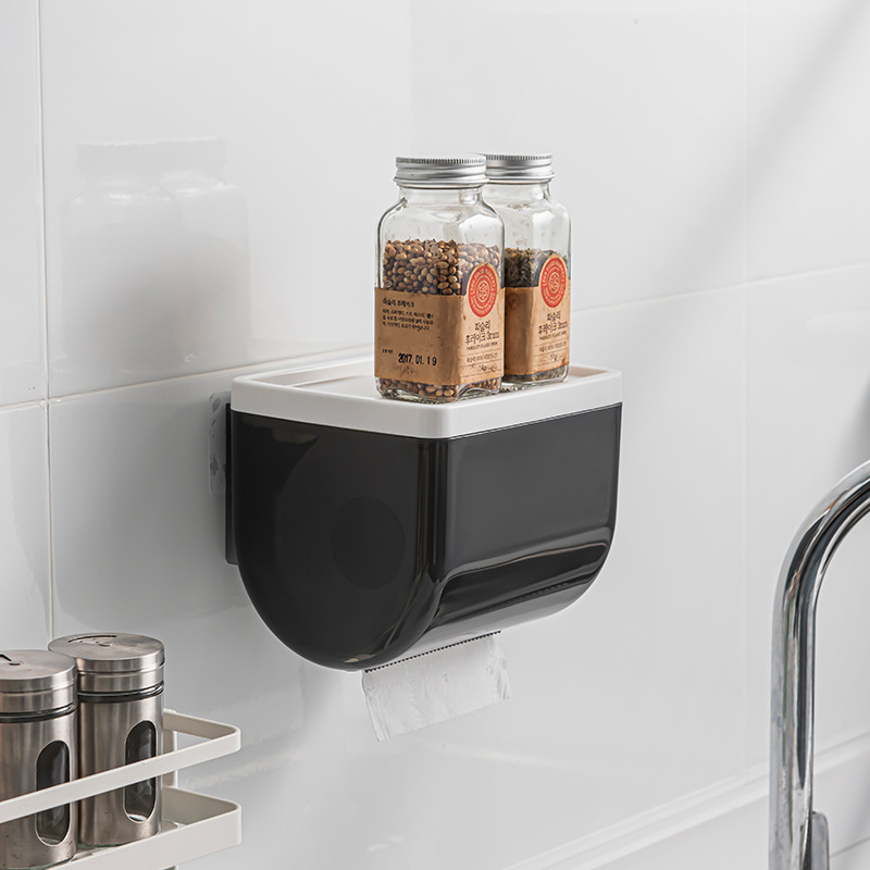 Caja de pañuelos higiénicos ponche libre montado en la pared rollo de papel titular creativo inodoro impermeable caja de pañuelos rack de almacenamiento