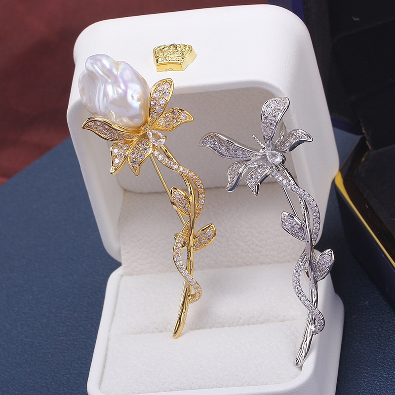 DIY brooch empty support accessories baroque pearl rose temperament brooch corsage pin