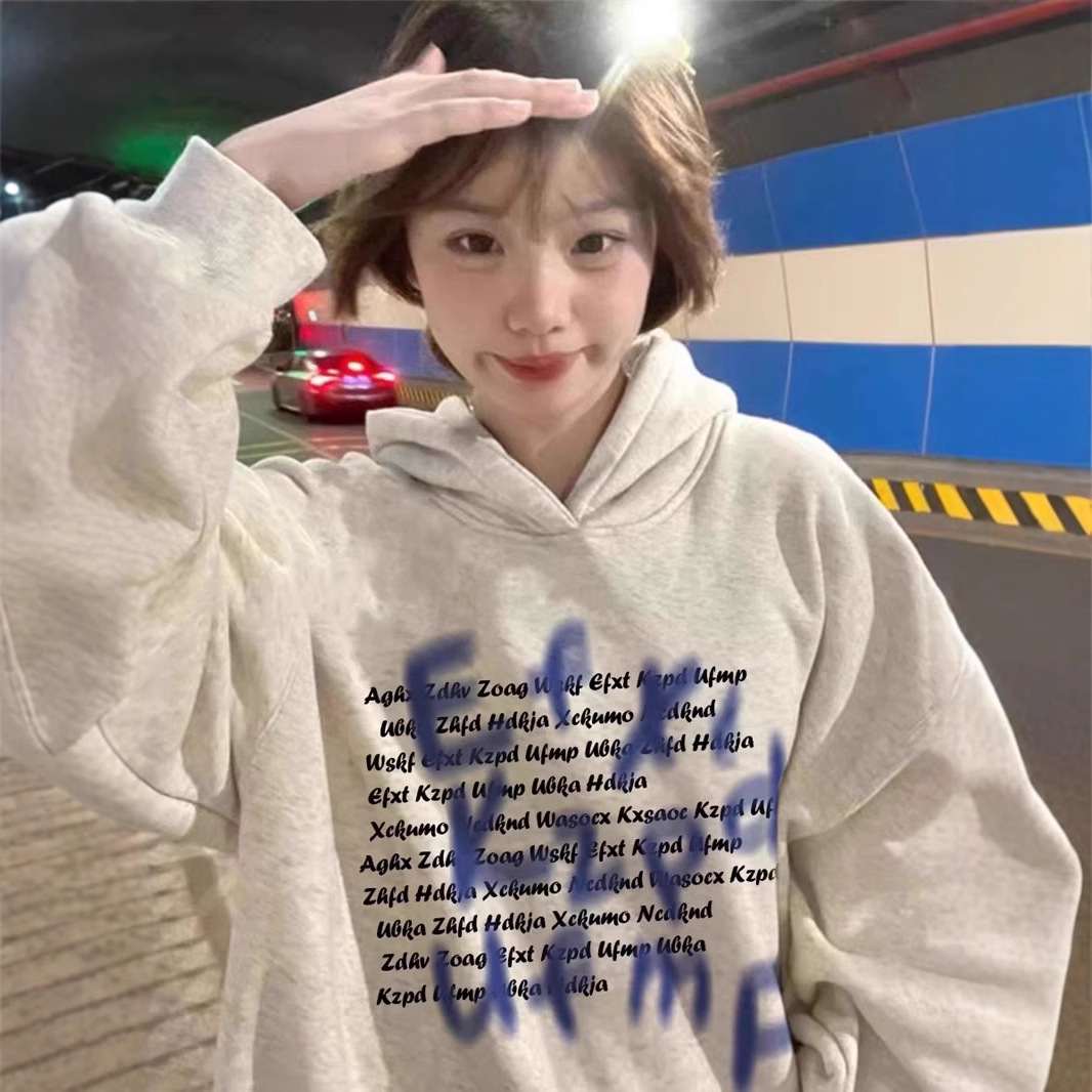 가을과 겨울 후드 기모 두꺼운 스웨터 여성의 2024 새로운 폭발 무거운면 실버 여우 벨벳 그레이 아메리칸 루즈