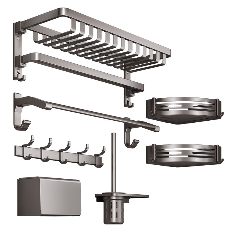 Juego de Accesorios Plegables para Baño de Aluminio Sin Perforación