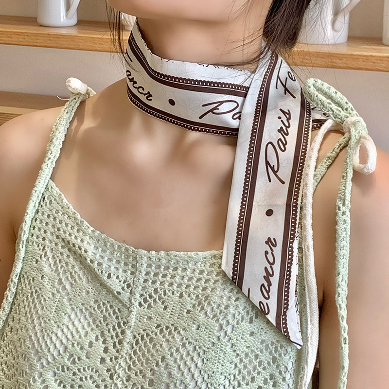 Bufandas de seda para mujeres de verano nuevo bufandas de moda flores y hierbas toallas de muñeca bolsas largas cinta cinturón atar cabello flotante