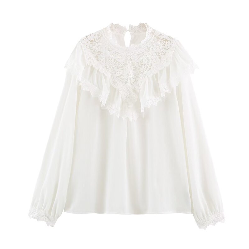 2026 Autumn Ins Women's Long-Sleeve Elegant Lace Patchwork Shirt 11220 2026 Autumn Ins Women's Long-Sleeve Elegant Lace Patchwork Shirt 11220