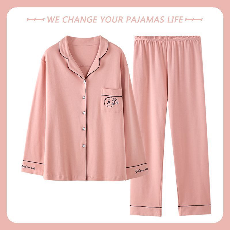 Pijamas de mujer primavera y otoño 100% algodón puro 2022 nueva manga larga de gran tamaño verano Delgado desgaste del hogar traje de dos piezas