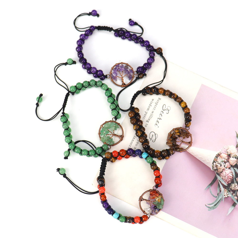 Fashion Tree Agate gravel Braid Bracelets 1 Piece