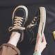Canvas Shoes, Couple Shoes, Summer Casual New Versatile White Shoes, Black Big-Toe Shoes, Autum Thick-Soled Breathable Sneakers