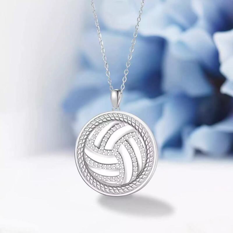 European and American Cross-Border Amazon New Full Diamond Volleyball Softball Pendant Necklace Women's Sports Style Christmas Gift European and American Cross-Border Amazon New Full Diamond Volleyball Softball Pendant Necklace Women's Sports Style Christmas Gift