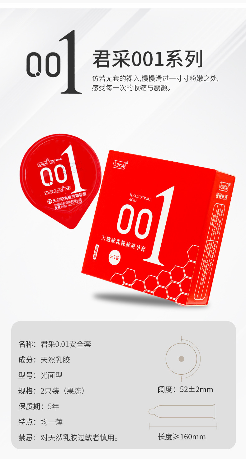 Juncai 001 Ultra-Thin Latex Condoms, G-Spot Textured, 10-Pack — detail image 16
