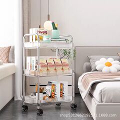 小推车置物架透明亚克力落地厨房移动客厅卧室多层化妆品零食收纳