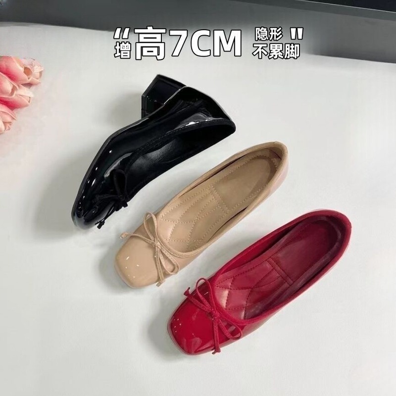 In Stock~7Cm Height-Increasing Mary Jane Shoes for Petite Women, 2026 Spring/Summer New Style, Bowknot Ballet Flats In Stock~7Cm Height-Increasing Mary Jane Shoes for Petite Women, 2026 Spring/Summer New Style, Bowknot Ballet Flats