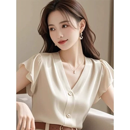Shirt, french style, V-neckline, high-quality style