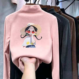 女童德绒半高领打底衫2026秋冬装新款内搭长袖T恤加绒中大童上衣