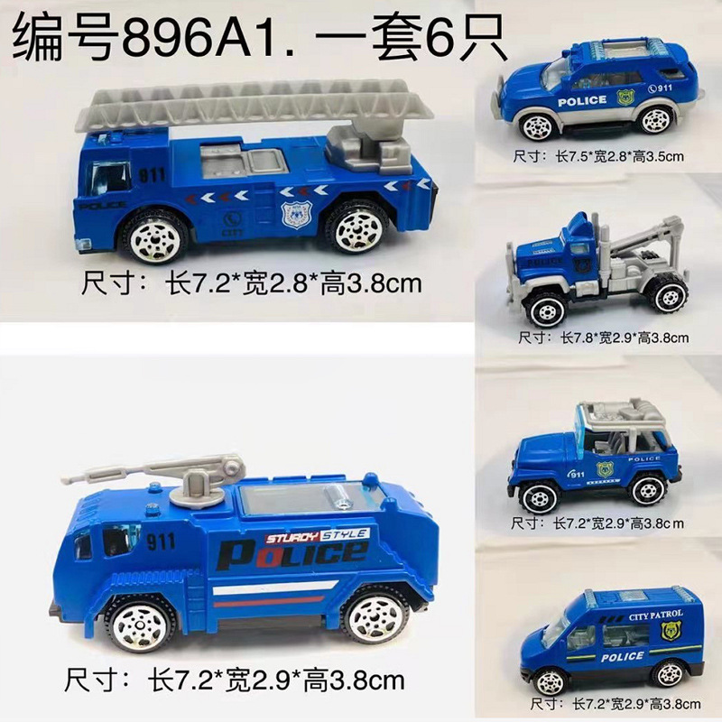 Aleación de aleación para niños tirar hacia atrás resistente a la caída de la simulación de coche deslizante camión de bomberos vehículo de ingeniería coche de policía accesorios de vehículos de ingeniería