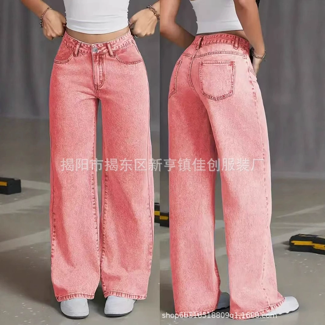 Модные модные американские ретро потертые выцветшие свободные повседневные прямые широкие брюки с персонализированным принтом унисекс