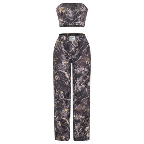 W301ST Cross-border American-style Youthful Girls' Fashion Casual Elastic Waist Print Bralette Skirt Workwear Set