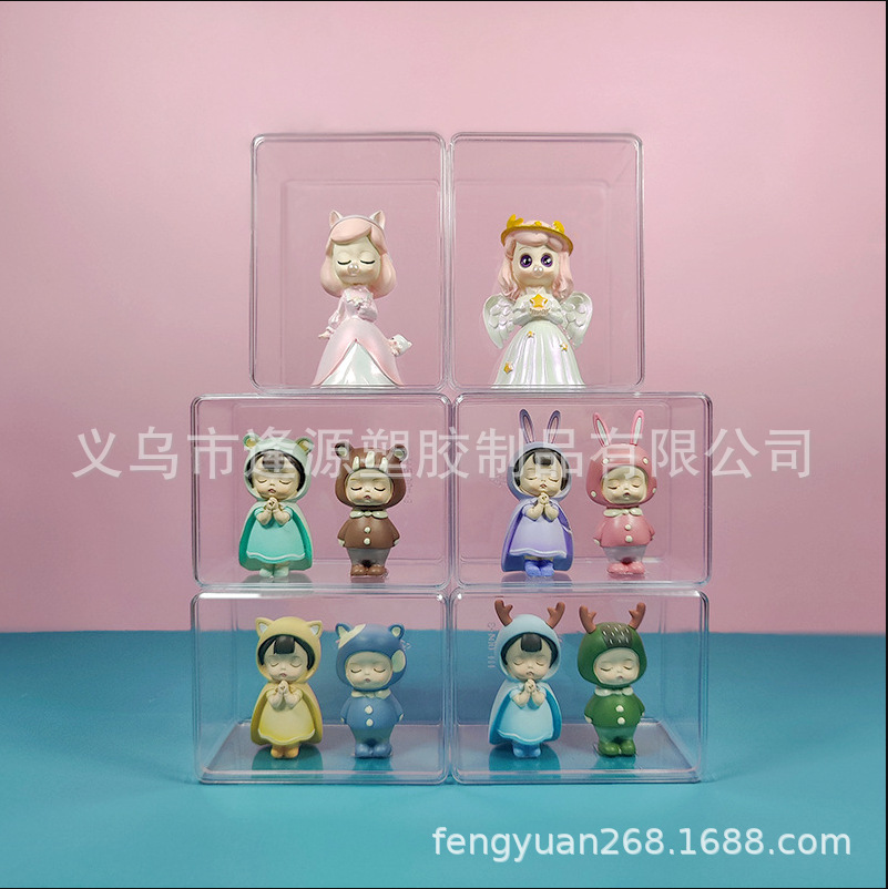 亚克力收纳盒子手办展示架玩偶防尘化妆品存放盒子加工供应