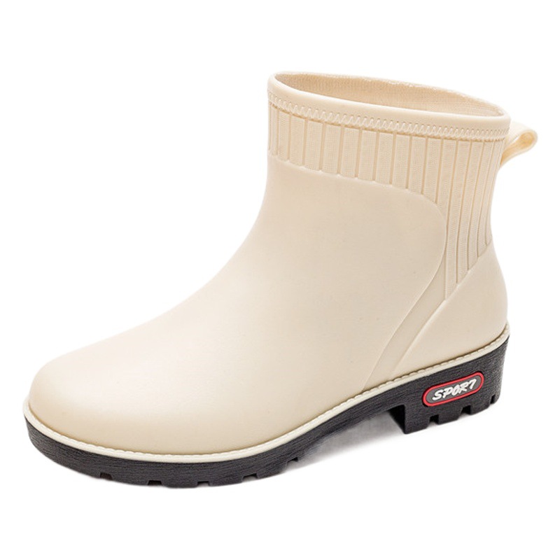 Botas de lluvia de algodón cálido de corte bajo para mujer Zapatos de goma resistentes al desgaste de estilo coreano Chanclos antideslizantes impermeables de moda para estudiantes