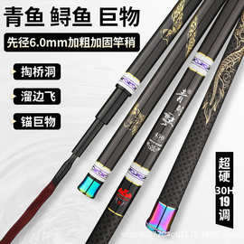 青鲟决巨物鱼竿超硬19黑坑青鲟锚鱼竿掏桥洞6.0粗竿稍大物竿飞嗑
