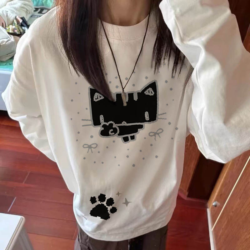 Plus-Size Pure Cotton Long-Sleeve T-Shirt for Women, Spring and Autumn 2025 New Style, Loose and Casual, Suitable for Wearing Outside or as an Inner Layer, Large Size Base Shirt Top Plus-Size Pure Cotton Long-Sleeve T-Shirt for Women, Spring and Autumn 2025 New Style, Loose and Casual, Suitable for Wearing Outside or as an Inner Layer, Large Size Base Shirt Top