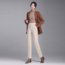 加绒高腰羊绒烟管裤新款黑色显瘦垂感百搭休闲裤子女款冬阔腿长裤