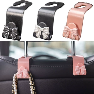 2 Pearl Bowknot Car Rear Seat Hooks, Creative Interior Hooks, Car-Mounted Hooks, Invisible Seat Back Storage