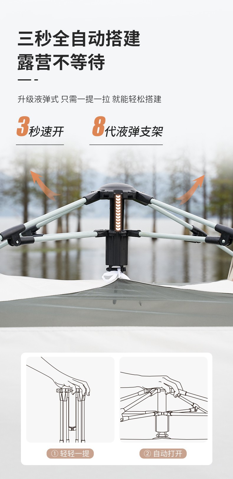New Outdoor All-In-One Canopy Tent, Convenient Foldableing Fully Automatic Camping Style Two-In-One Rainproof Camping Style Combination