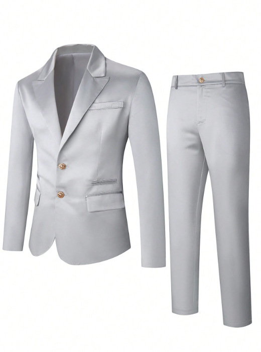 Completo uomo elegante in argento giacca e pantaloni business_voghion.com