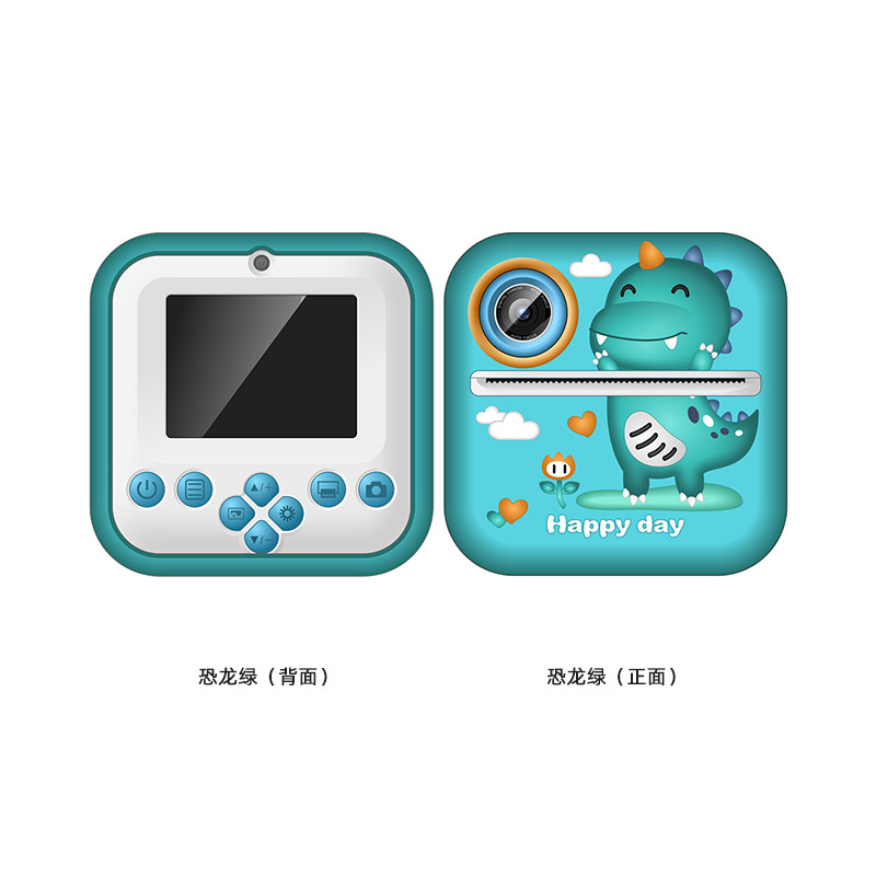 Cámara de dinosaurios verdes + 1 rollo de papel de impresión