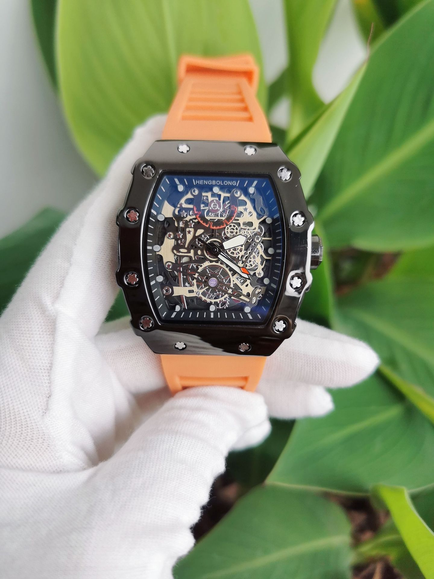 Popular Wine Barrel Shaped Fashionable Mechanical Layered Photosensitive Surface Bright Shell Men's Watch Watch_voghion.com