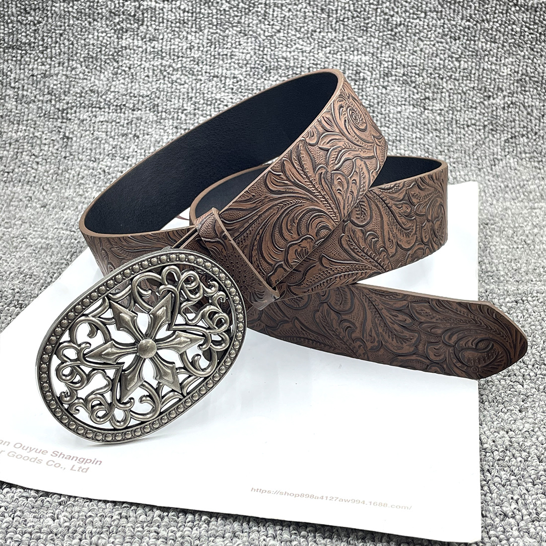 [embossed brown] no. 3 belt / 110cm total length 3.8cm width