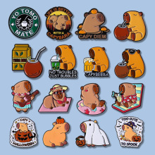 创意设计卡皮巴拉水豚主题金属胸针合集趣味可爱动物勋章背包配饰