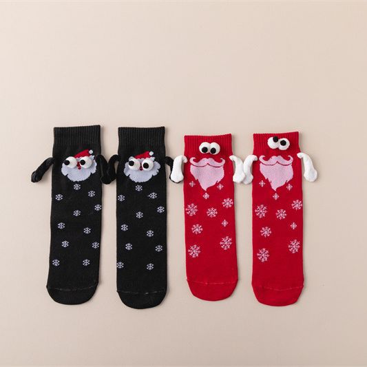 Cruz-frontera caliente de la mano de La Navidad caliente calcetines de las mujeres lindo par de la mano-Celebración calcetines de algodón de otoño y el invierno de los pies de tracción magnética