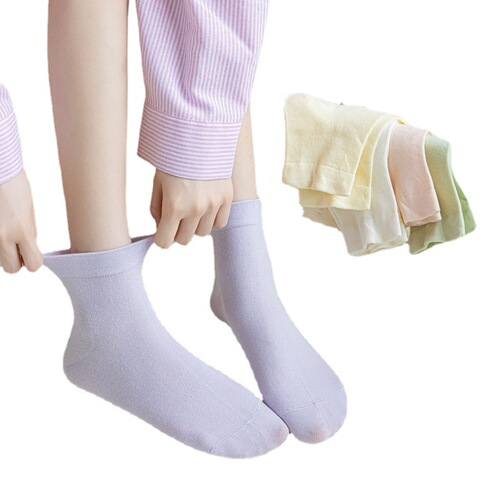 Zhuji Socks Women's Colorful Sports Short Socks Women's Spring and Summer Thin Solid Color Japanese White Maternity Medium Socks