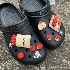 咬一口红苹果洞洞鞋鞋扣diy可拆卸可爱食玩纽扣鞋花鞋面装饰批发