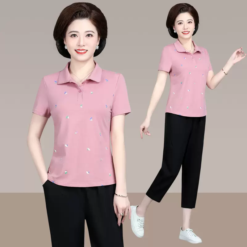 新款女士休闲运动套装短袖洋气运动服卫衣外套棉3005