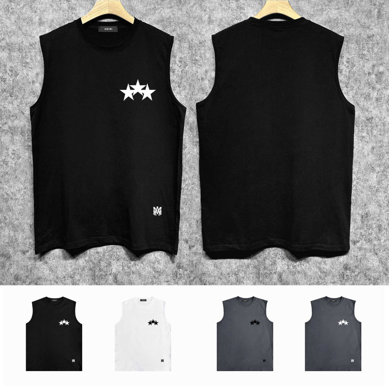 Long-Term Supply of Foreign Trade Cross-Border European and American Trendy Brands Summer Amiri t Shirt Sleeveless Vest T-Shirt