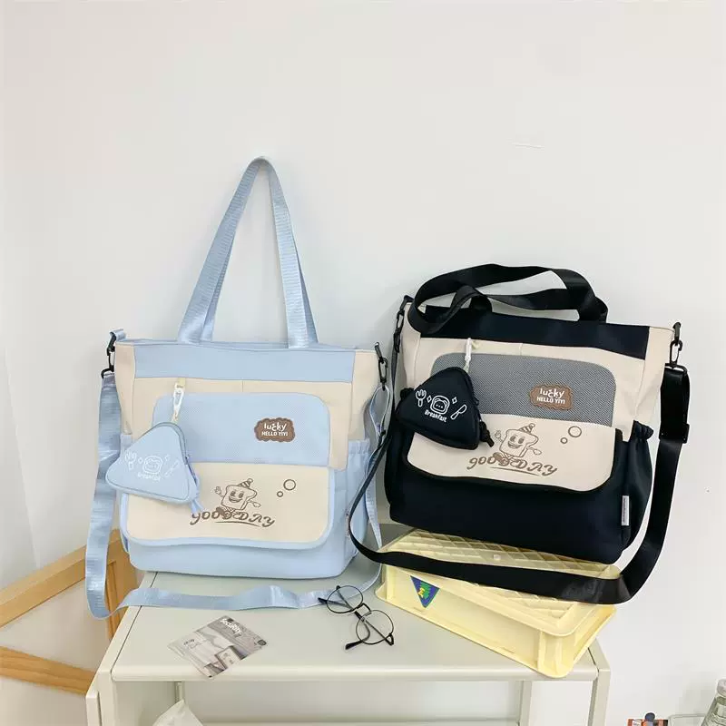 Brand cute universal one-shoulder bag for leisure, linen bag, Korean style, for students