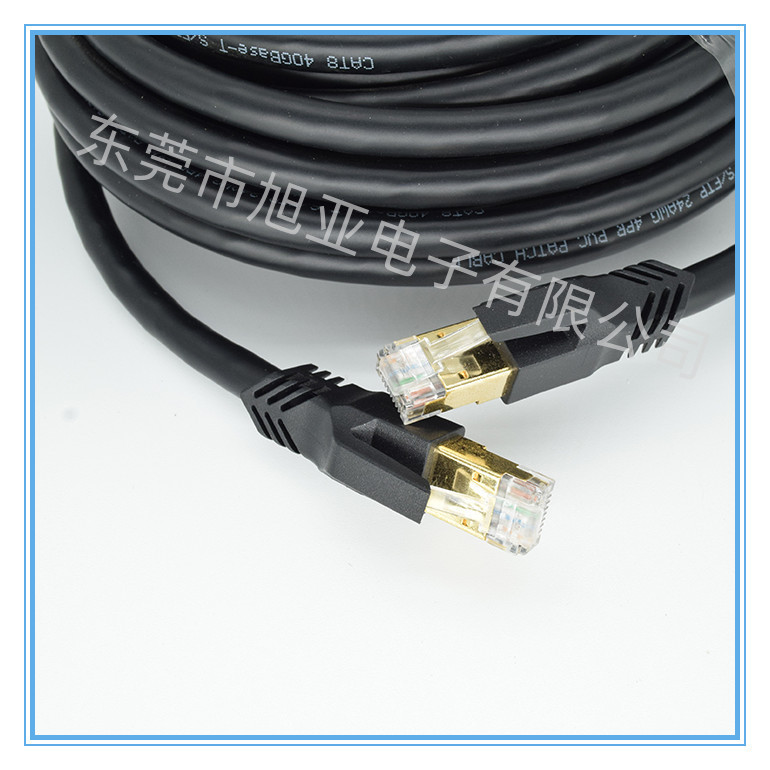 10 Gigabit CAT8 pure copper class 8 network cable tested RJ45 network jumper double shielded class 8 black round Network cable 10 Gigabit CAT8 pure copper class 8 network cable tested RJ45 network jumper double shielded class 8 black round Network cable