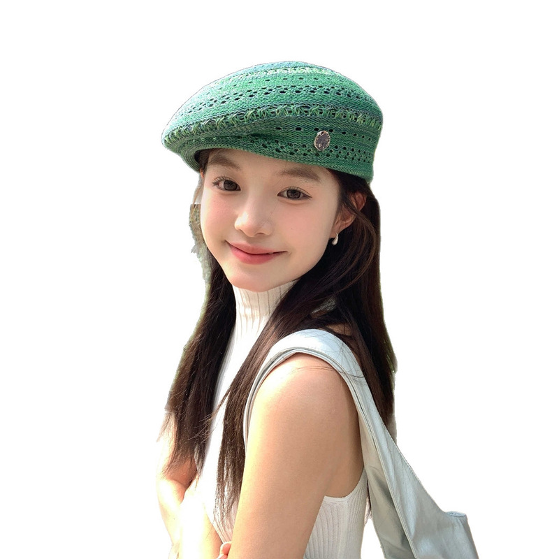 『帽型固定』手残党可戴绿色夏季贝雷帽子女2025新款显脸小大头围|undefined