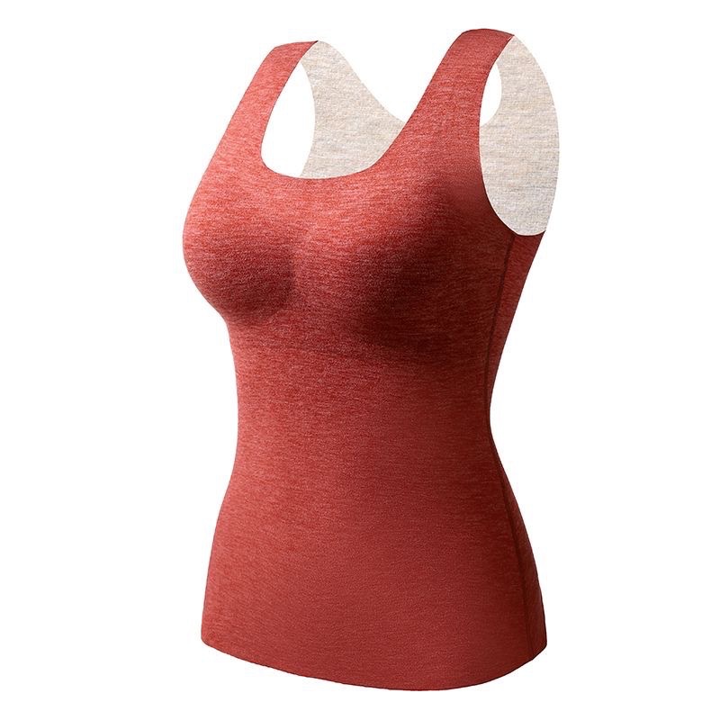 Taza fija chaleco caliente de mujer de terciopelo más terciopelo grueso cinta de calor almohadilla de pecho ropa interior sin marcas de invierno otoño top