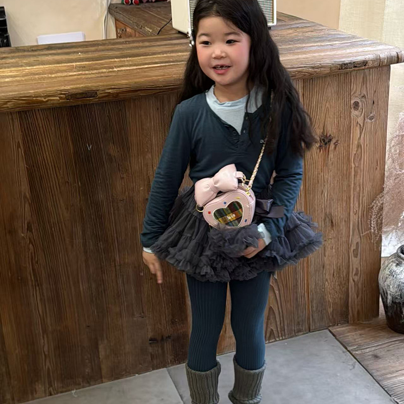 Coreana chica amor bolso de moda cadena mini lindo bebé bolso de hombro dulce arco bolso para niños