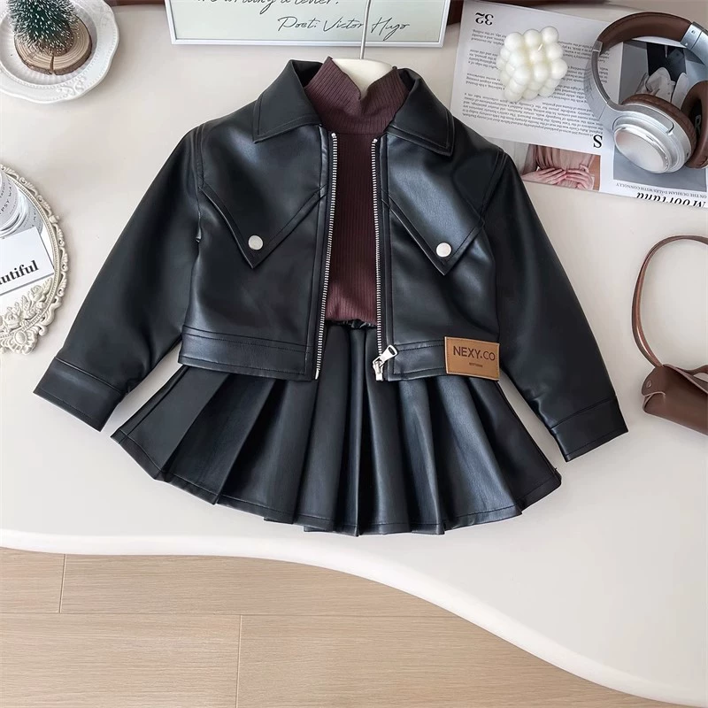 Set, children's jacket, pleated skirt, autumn, internet celebrity, Korean style
