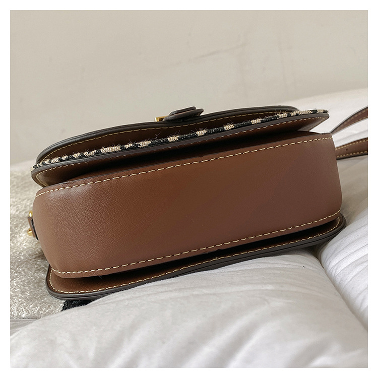 2023 Frühjahr neue Live-Übertragung Satteltasche karierte Umhängetasche Textur Hahnentritt einzelne Schulter Umhängetasche Damentasche_voghion.com