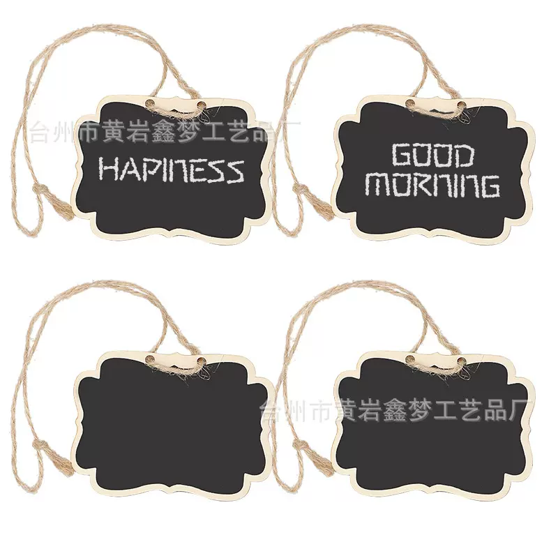 木制工艺品双面贴纸小黑板麻绳挂件可重复使用迷你小黑板厂家直供